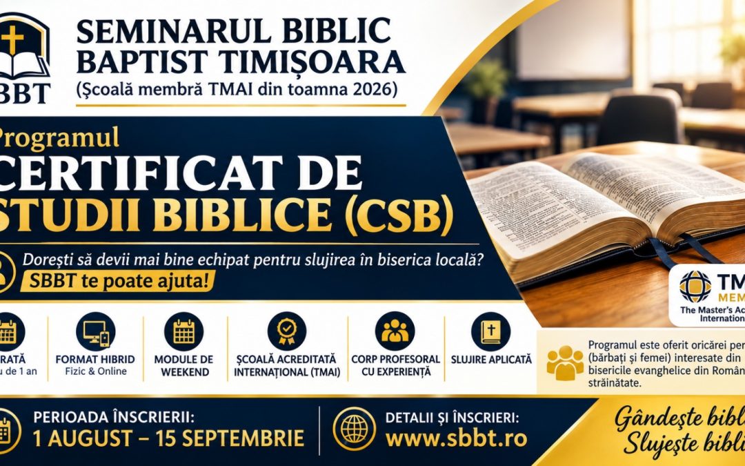 NOU!!! Programul Certificat de Studii Biblice – Octombrie 2026
